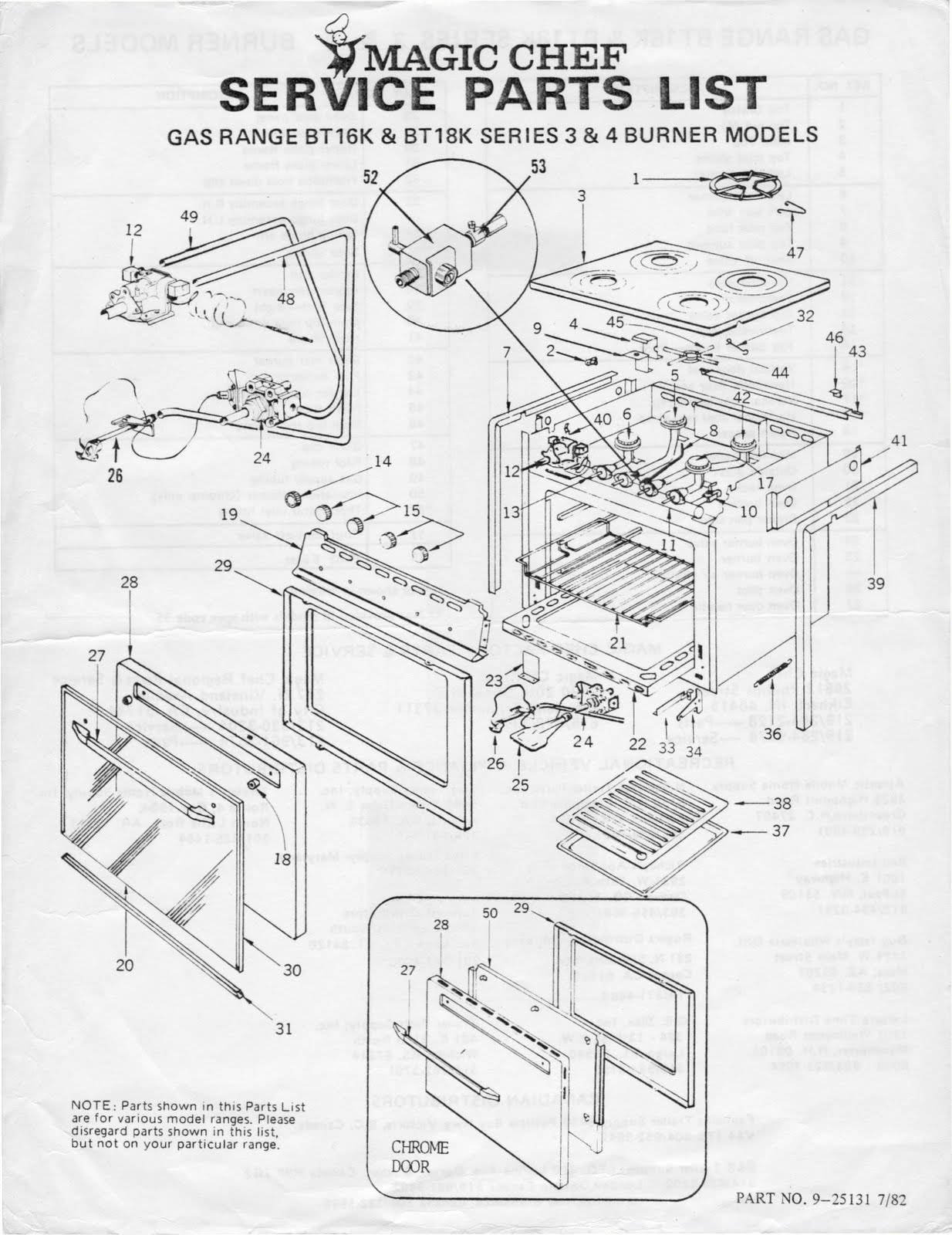 1983 Fleetwood Pace Arrow Owners Manuals: Magic Chef RV stove manual